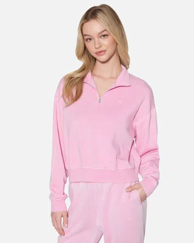 Shop Hyfve Women's Essential Burnout Fleece Half Zip Sweatshirt T-shirt In Pink