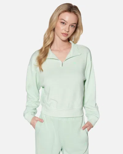 Shop Hyfve Women's Essential Burnout Fleece Half Zip Sweatshirt T-shirt In Mint