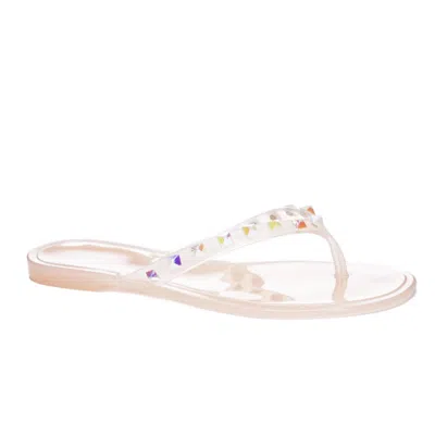 Shop Chinese Laundry Suntan Rhinestone Jelly Sandals In Blush In Gold