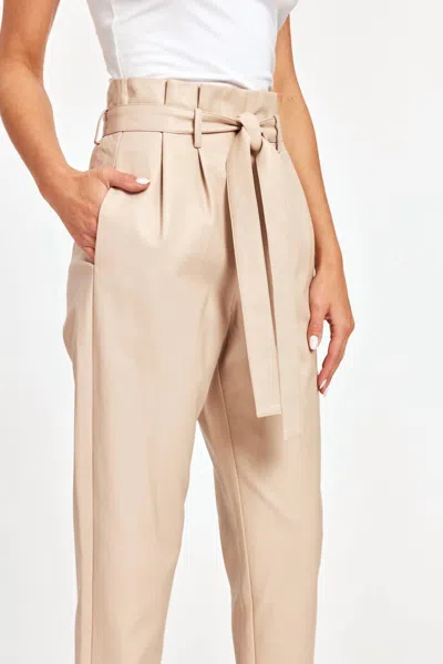 Dolce Cabo Uptown Paper Bag Pants In Oyster In White