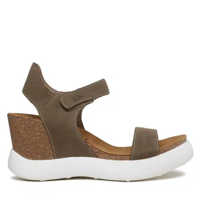 Fly London Women's Wedge Sandal In Khaki Cupido In Multi