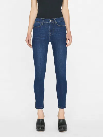 Shop Frame Le High Skinny Side Slit Jean In Majesty In Multi