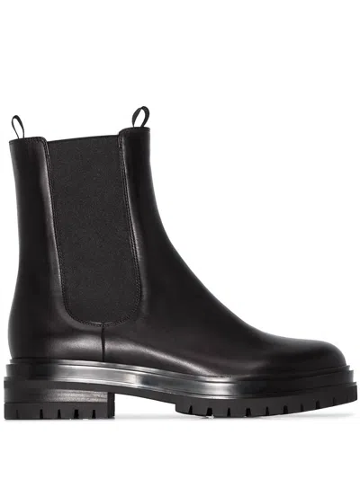 Shop Gianvito Rossi Chester Leather Chelsea Boots In Black