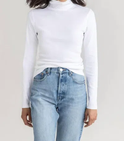 Shop Lilla P Long Sleeve Turtleneck Tee In White