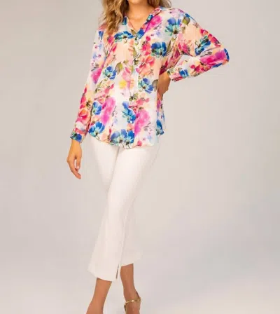 Shop Lavender Brown The Hailey Top In Pink And Blue In Multi