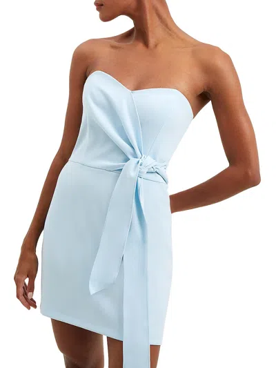 Shop French Connection Whisper Womens Strapless Bow Bodycon Dress In Blue