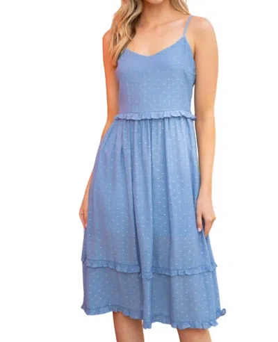 Shop Voy Swiss Dot Cami Midi Dress In Blue