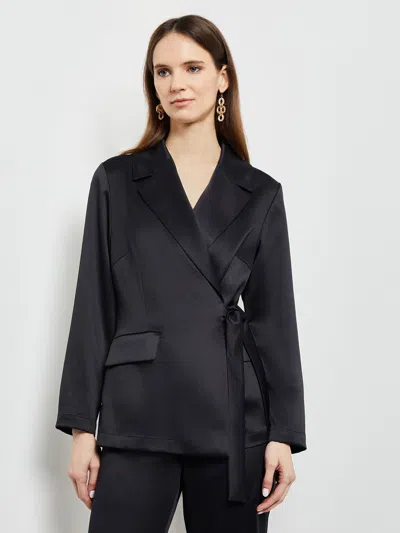 Shop Misook Side-tie Blazer In Black