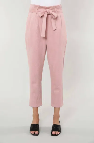 Dolce Cabo Uptown Suede Paper Bag Pants In Rose Suede In Multi