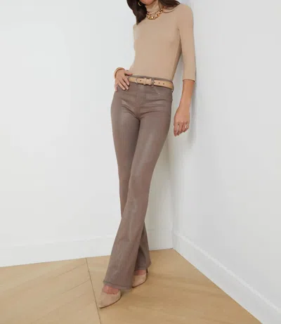 Shop L Agence Selma Coated Denim In Deep Taupe Coated In Multi