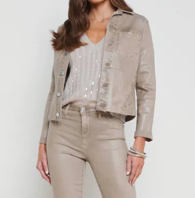 Shop L Agence Janelle Coated Denim Jacket In Rye Coated In Multi