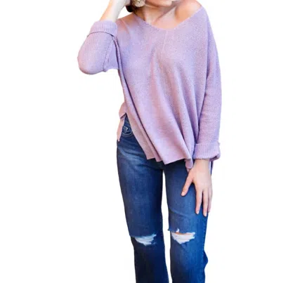 Be Cool Flowing V-neck Sweater In Iris In Pink