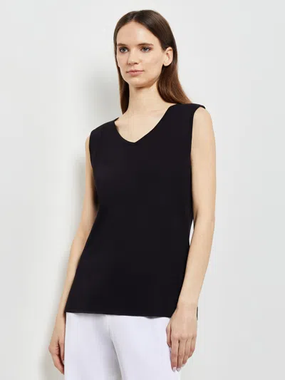 Shop Misook V-neck Knit Tank Top In Black