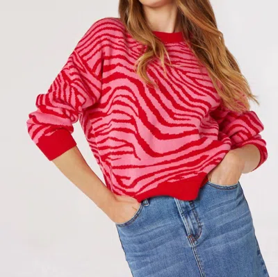 Shop Apricot Bright Chunky Zebra Sweater In Pink