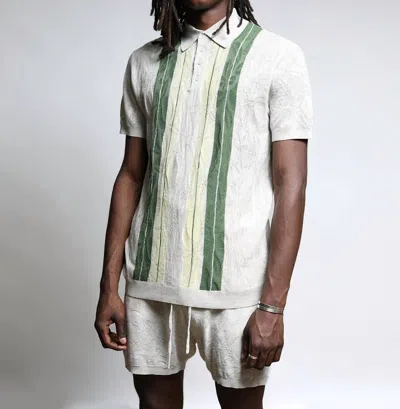 Twenty Montreal Citron Gauzy Knit Striped Polo In White Multi In Multi