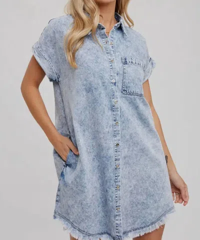 Shop Bluivy Denim Shirt Dress In Acid Wash In Blue