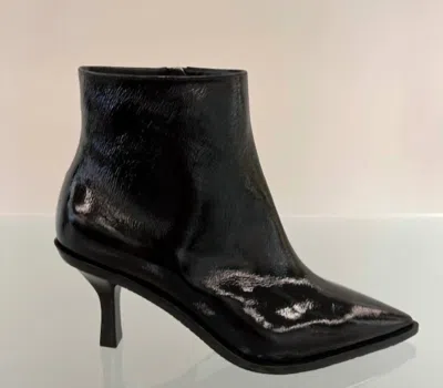 Shop Casadei Thunderdome Patent Bootie In Black