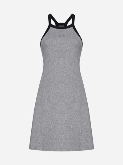 Shop Marine Serre Organic Cotton Mini Dress In Grey
