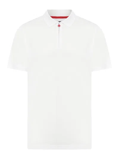 Shop Kiton Cotton Polo Shirt With Zip In White