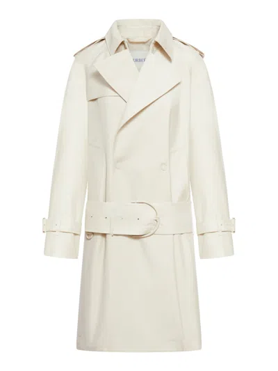 Shop Burberry Medium Trench Coat In Silk Blend In Nude & Neutrals