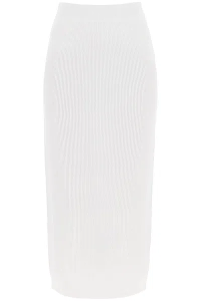 Shop Brunello Cucinelli Cotton Knit Midi Skirt In White