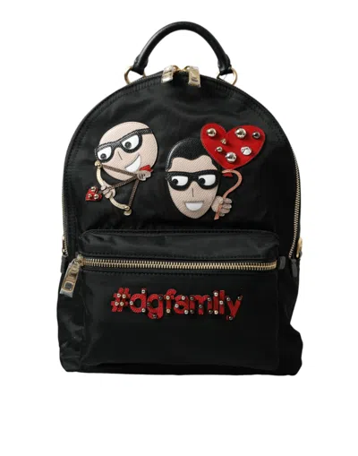 Shop Dolce & Gabbana Black #dgfamily Embellished Backpack Vulcano Bag