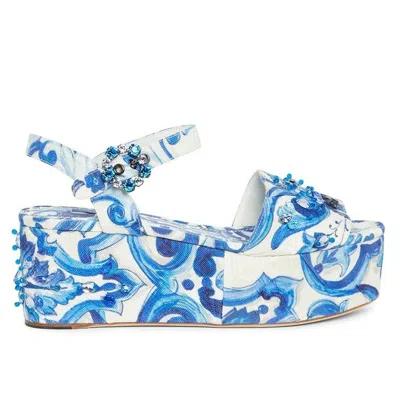 Shop Dolce & Gabbana Blue Viscose Sandal