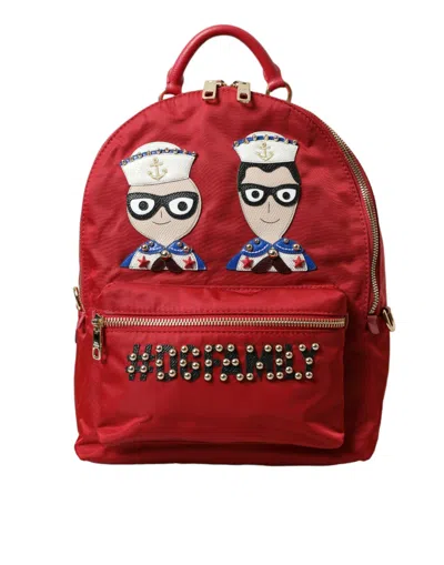 Shop Dolce & Gabbana Red #dgfamily Embellished Backpack Vulcano Bag
