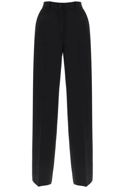 Shop Dolce & Gabbana Wide Leg Tailoring Pants In Black