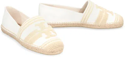 Shop Tory Burch Canvas Espadrilles With Logo In White