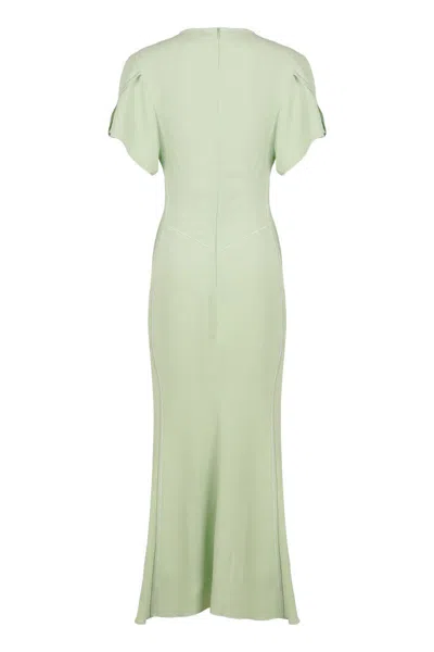 Shop Victoria Beckham Midi Viscose Dress In Green