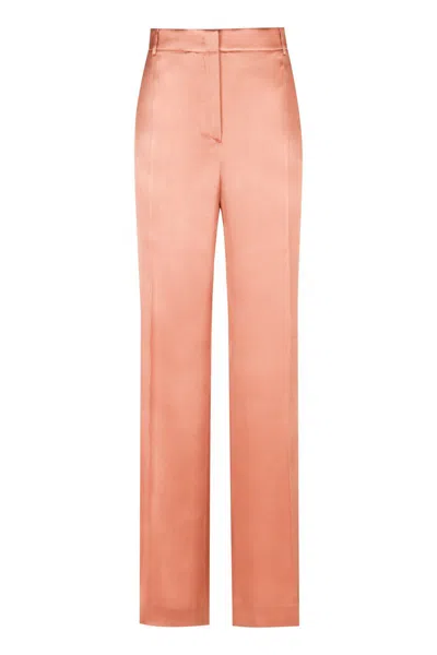 Shop Alberta Ferretti Satin Trousers In Pink