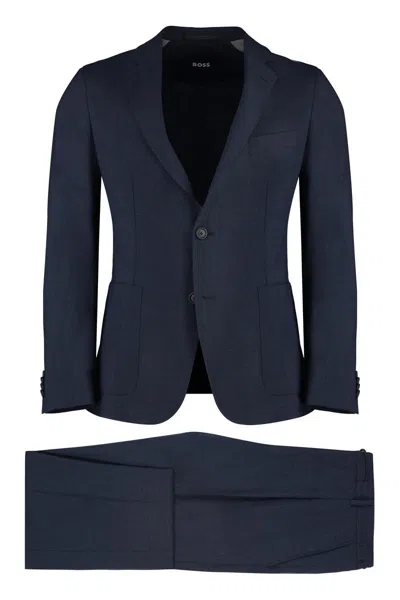 Shop Hugo Boss Boss Mixed Wool Two-pieces Suit In Blue