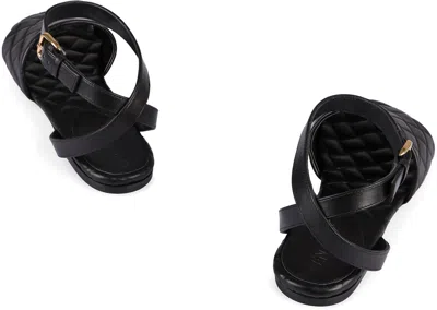 Shop Bottega Veneta Amy Flat Sandals In Black