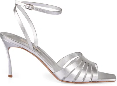 Shop Casadei Flash Leather Sandals In Silver