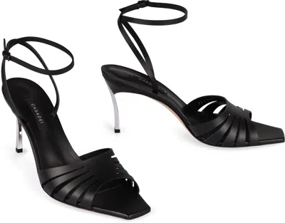 Shop Casadei Leather Sandals In Black