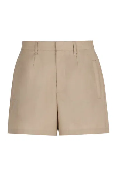 Shop Fendi Wool Bermuda-shorts In Beige