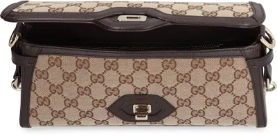 Shop Gucci Luce Fabric Shoulder Bag In Beige