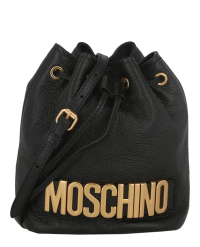 Shop Moschino Logo Bucket Bag In Black