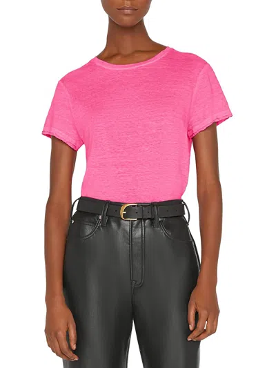 Shop Frame Easy True Womens Organic Linen Unhemmed T-shirt In Pink