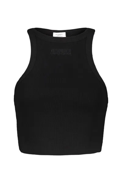 Shop Vetements Cropped Racing Tank Top Clothing In Black
