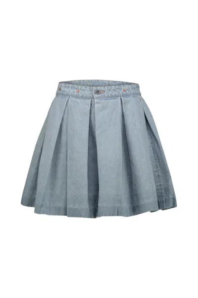 Shop Vetements Denim School Girl Skirt Clothing In Blue