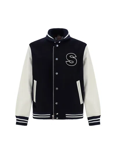 Shop Sacai Jackets In Navyxoff White