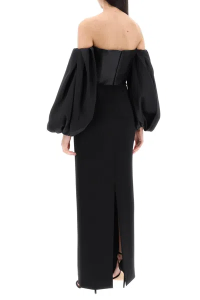Shop Solace London Maxi Dress Carmen With Balloon Sleeves In Black