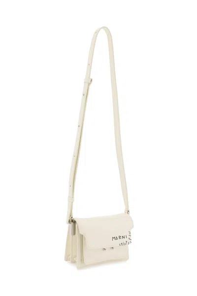 Shop Marni Mini Soft Trunk Shoulder Bag In 白色的