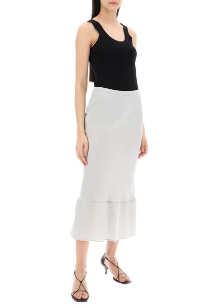 Shop Lemaire Midi Bias Cut Skirt In Grey