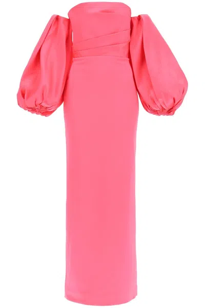 Shop Solace London Maxi Dress Carmen With Balloon Sleeves In Pink
