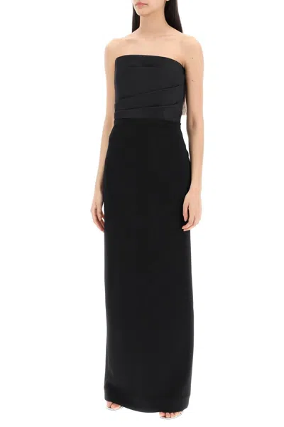Shop Solace London Maxi Dress Afra Without Shoulder In Black