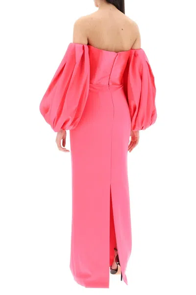 Shop Solace London Maxi Dress Carmen With Balloon Sleeves In Pink