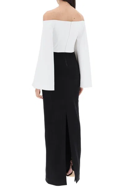 Shop Solace London Maxi Dress Eliana With Flared In Black,white